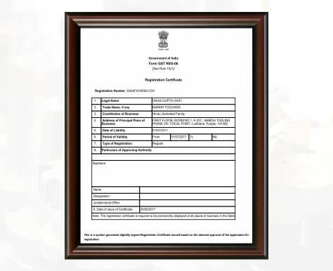 GSTIN Certificate: 03AAFHV9593J1ZH